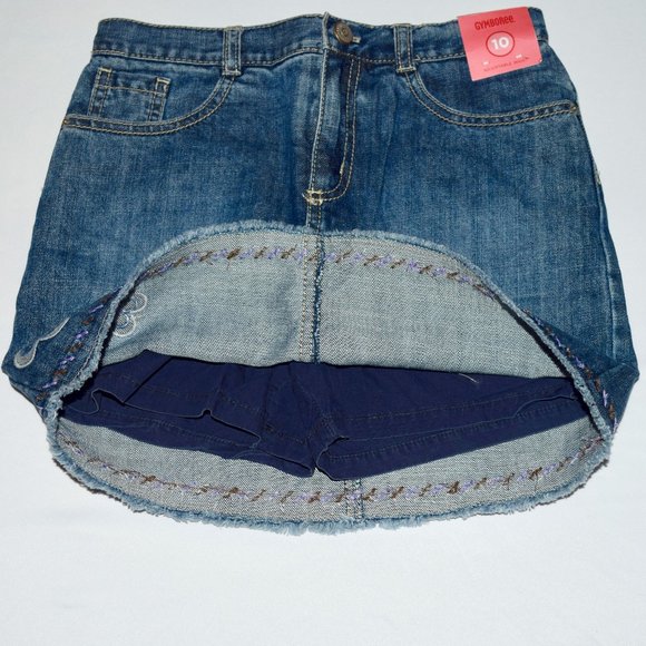 NEW Gymboree Frayed Denim Jean Skirt/Skort w/Adj. Waist & Built-In Short… - Picture 6 of 12